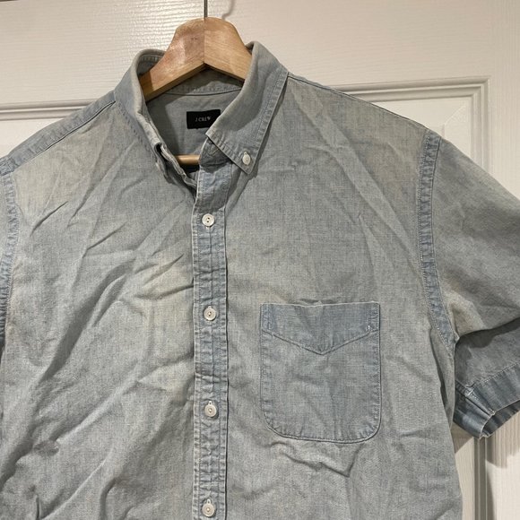 J Crew Faded Jean Button Up Short Sleeve - Medium - $30 - Picture 5 of 9